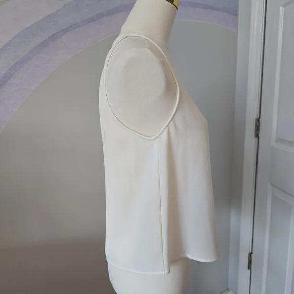 American Apparel | Small | White Crepe Open Back High Neck Sleeveless Tank - Picture 4 of 6